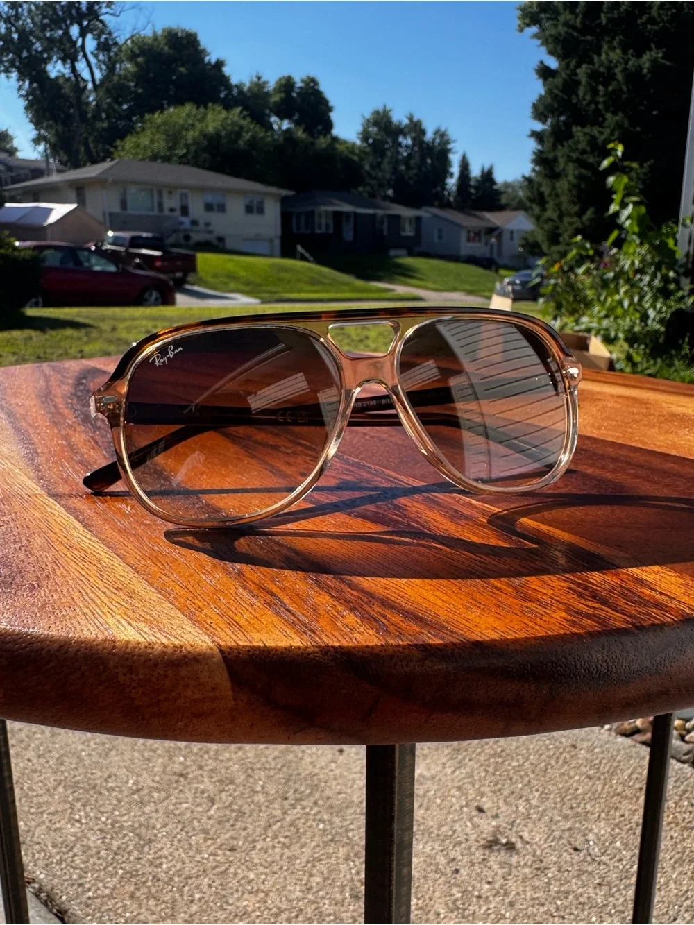 Ray-Ban RB 2198 BILL Clear Amber Frame Sunglasses with Brown Gradient Lenses